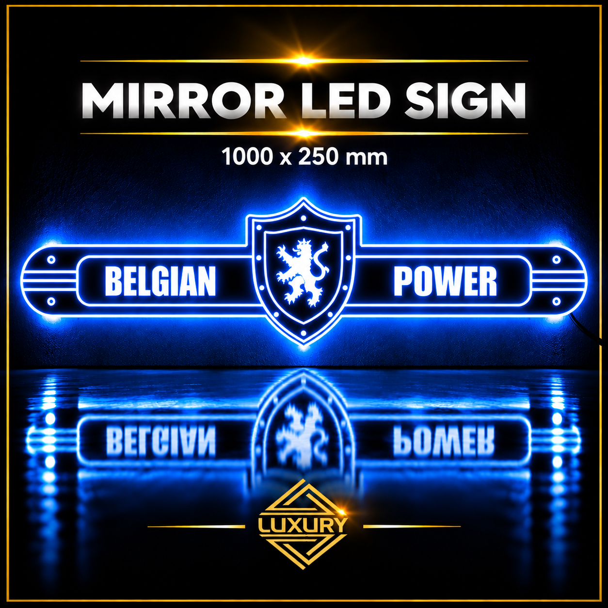 Mirror LED "BELGIAN POWER" decoration 1000x250mm - Image 2