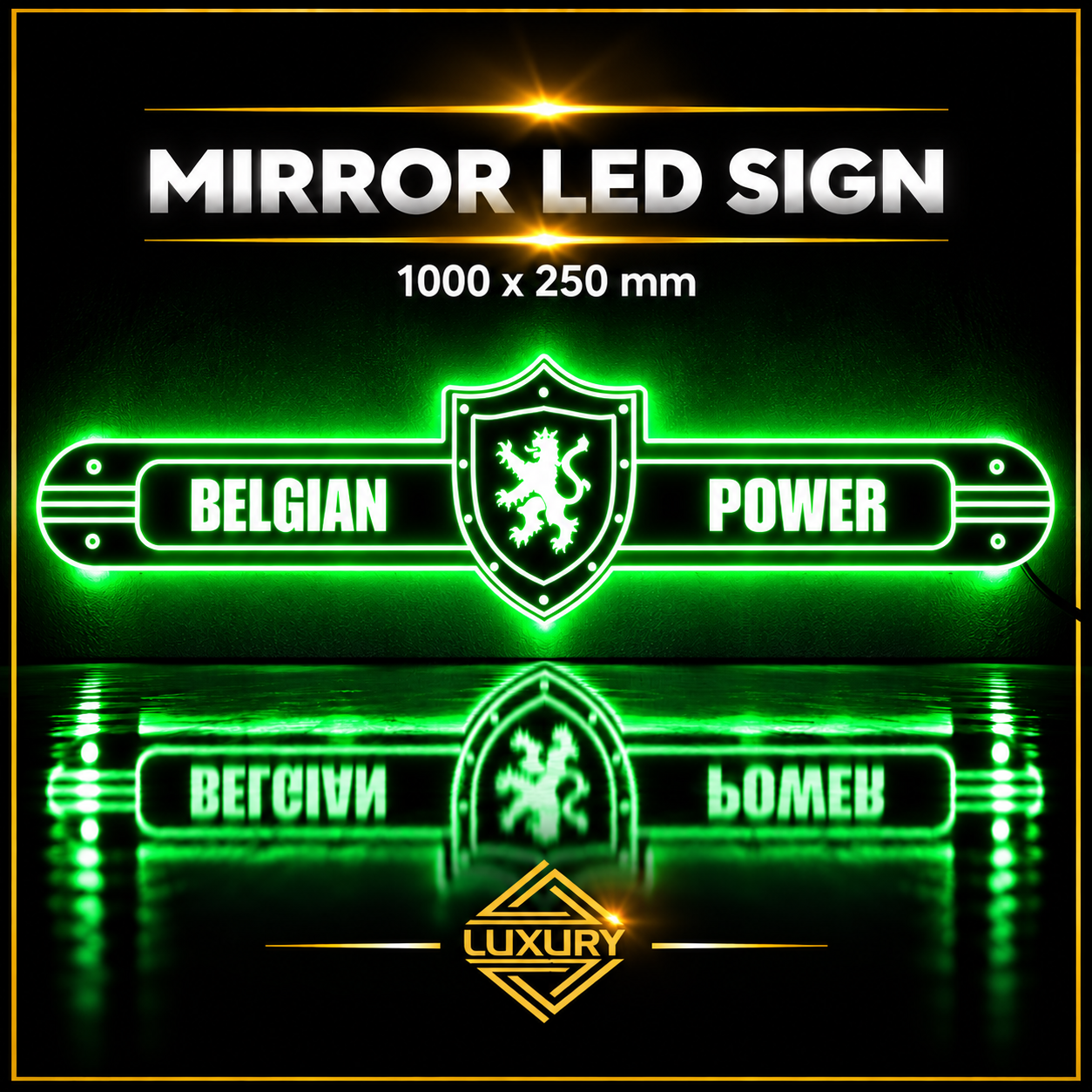 Mirror LED "BELGIAN POWER" decoration 1000x250mm - Image 3