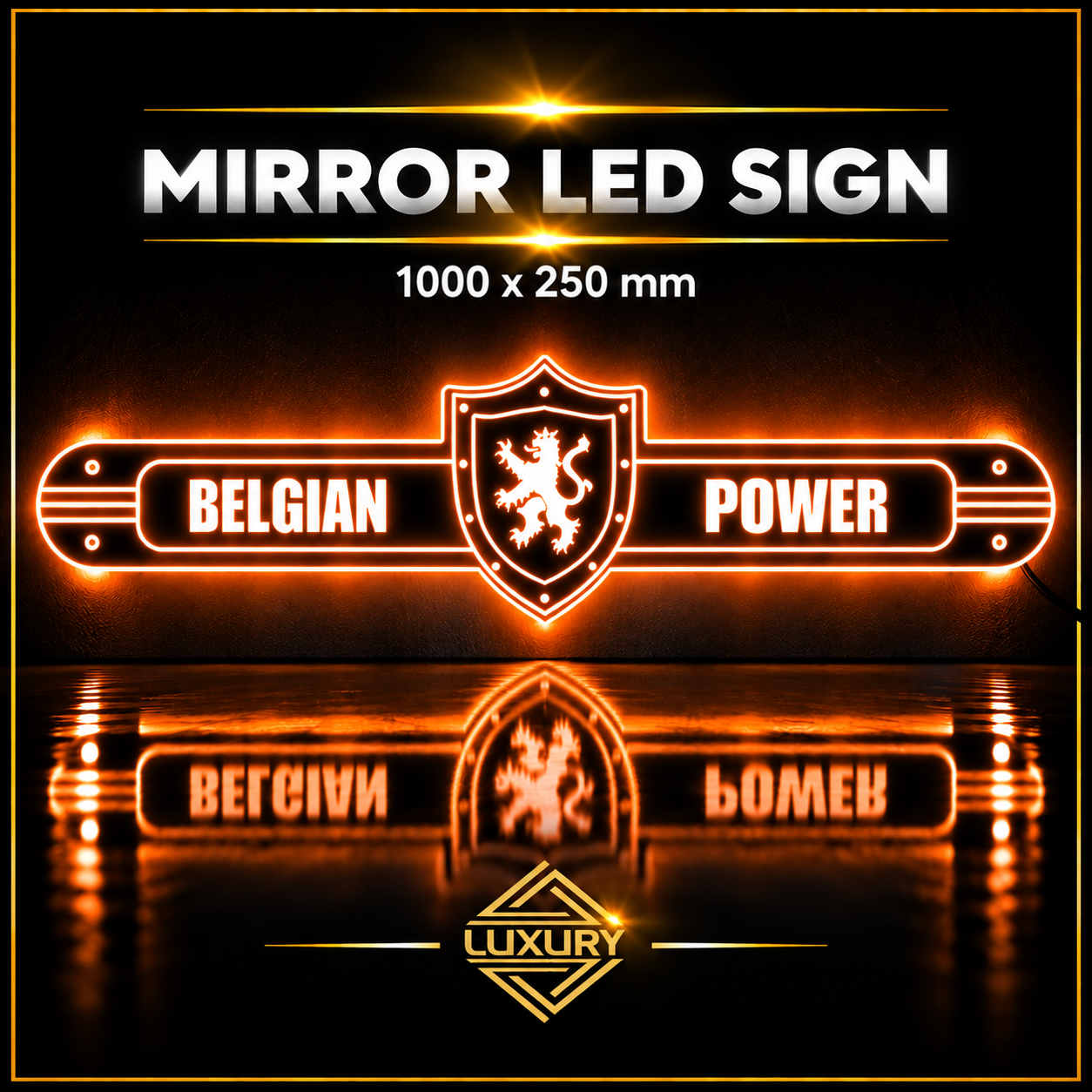 Mirror LED "BELGIAN POWER" decoration 1000x250mm