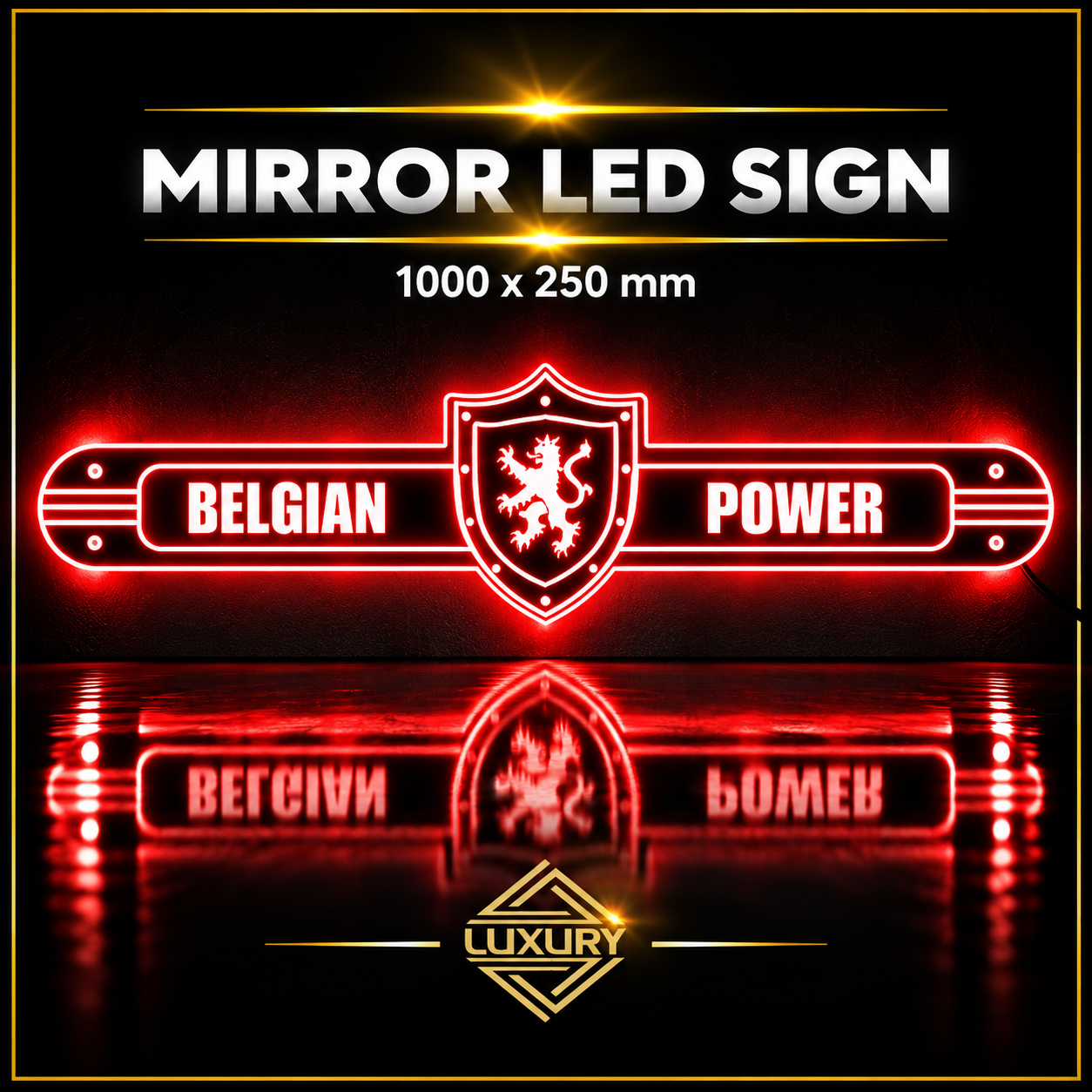 Mirror LED "BELGIAN POWER" decoration 1000x250mm - Image 4