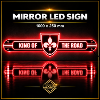 Mirror LED "FLEUR-DE-LIS & KING OF THE ROAD" decoration 1000x250mm