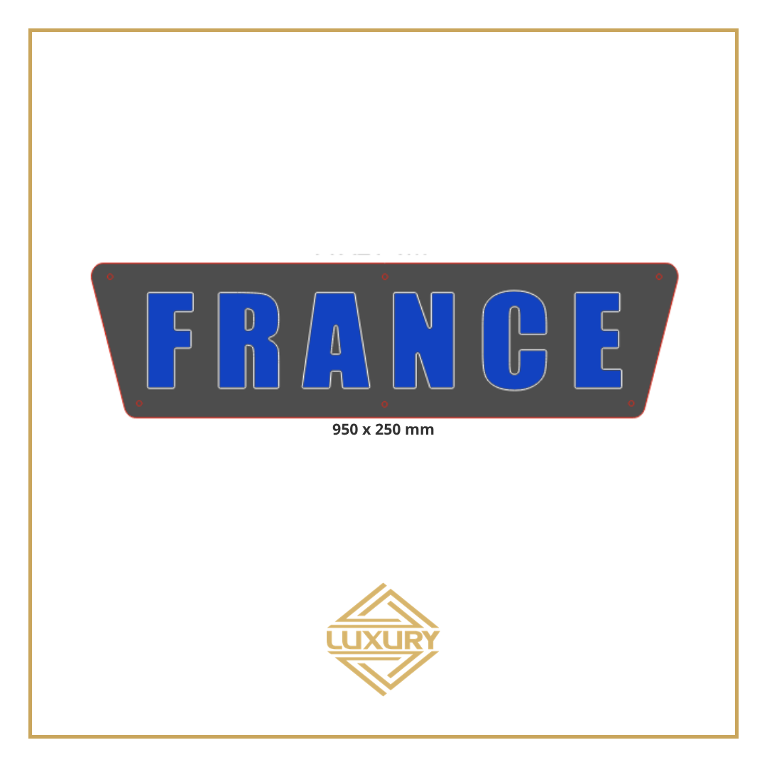 3D LED "FRANCE" decoration 950x250mm with alcantara background