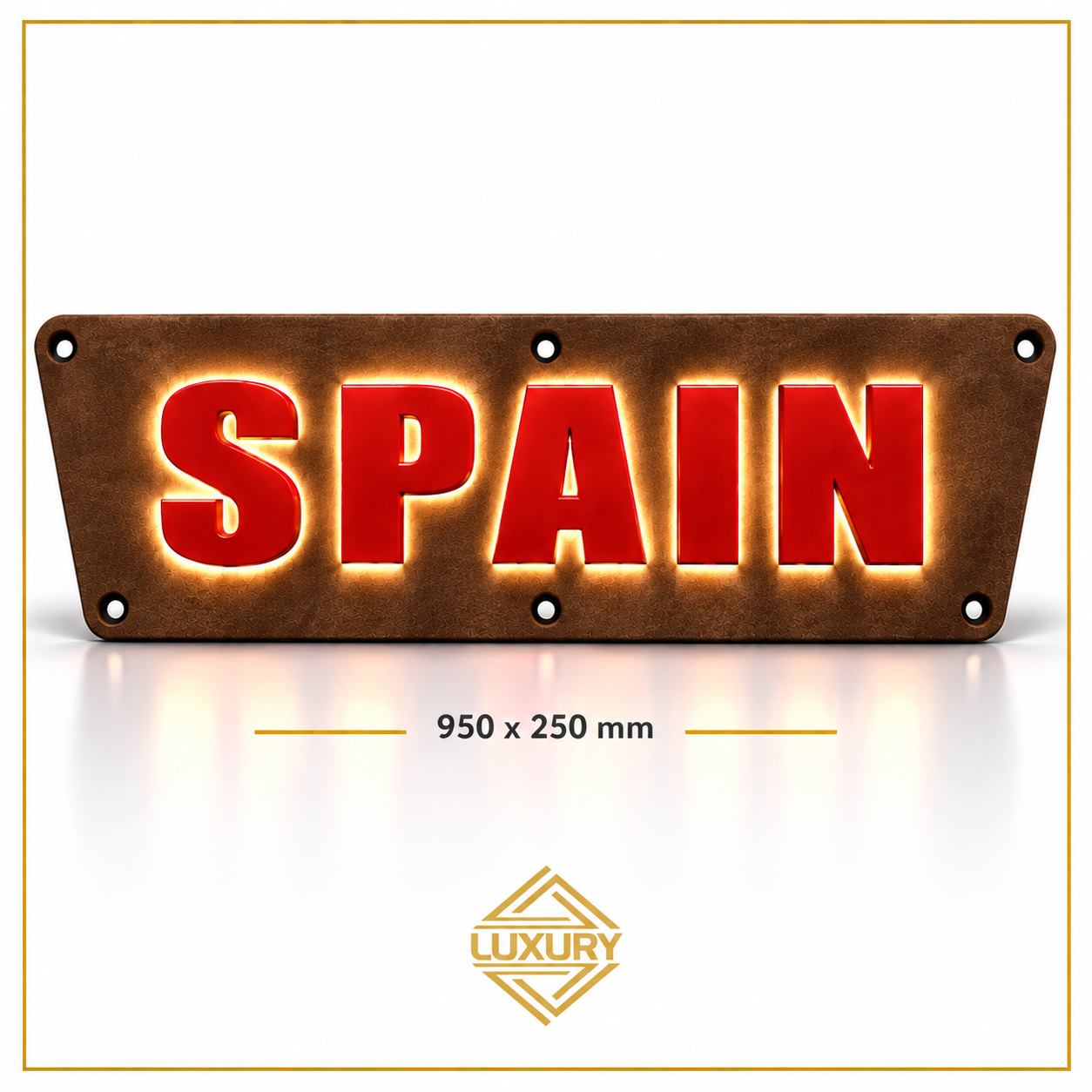 3D LED "SPAIN" decoration 950x250mm with alcantara background - Image 2