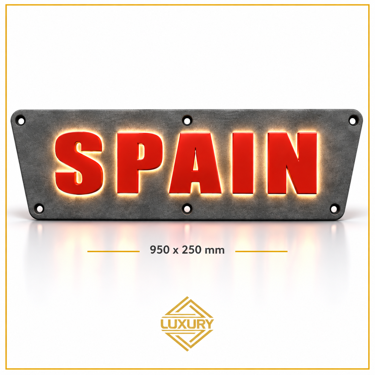 3D LED "SPAIN" decoration 950x250mm with alcantara background - Image 4