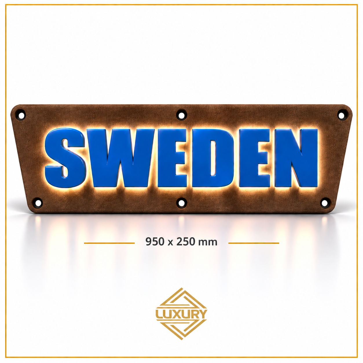 3D LED "SWEDEN" decoration 950x250mm with alcantara background - Image 2