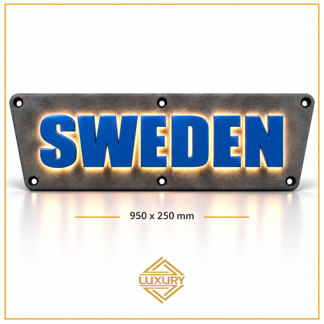 3D LED "SWEDEN" decoration 950x250mm with alcantara background