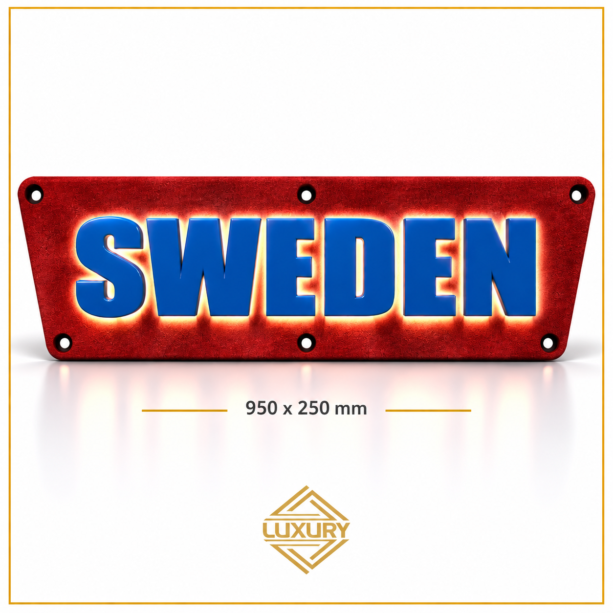 3D LED "SWEDEN" decoration 950x250mm with alcantara background - Image 4