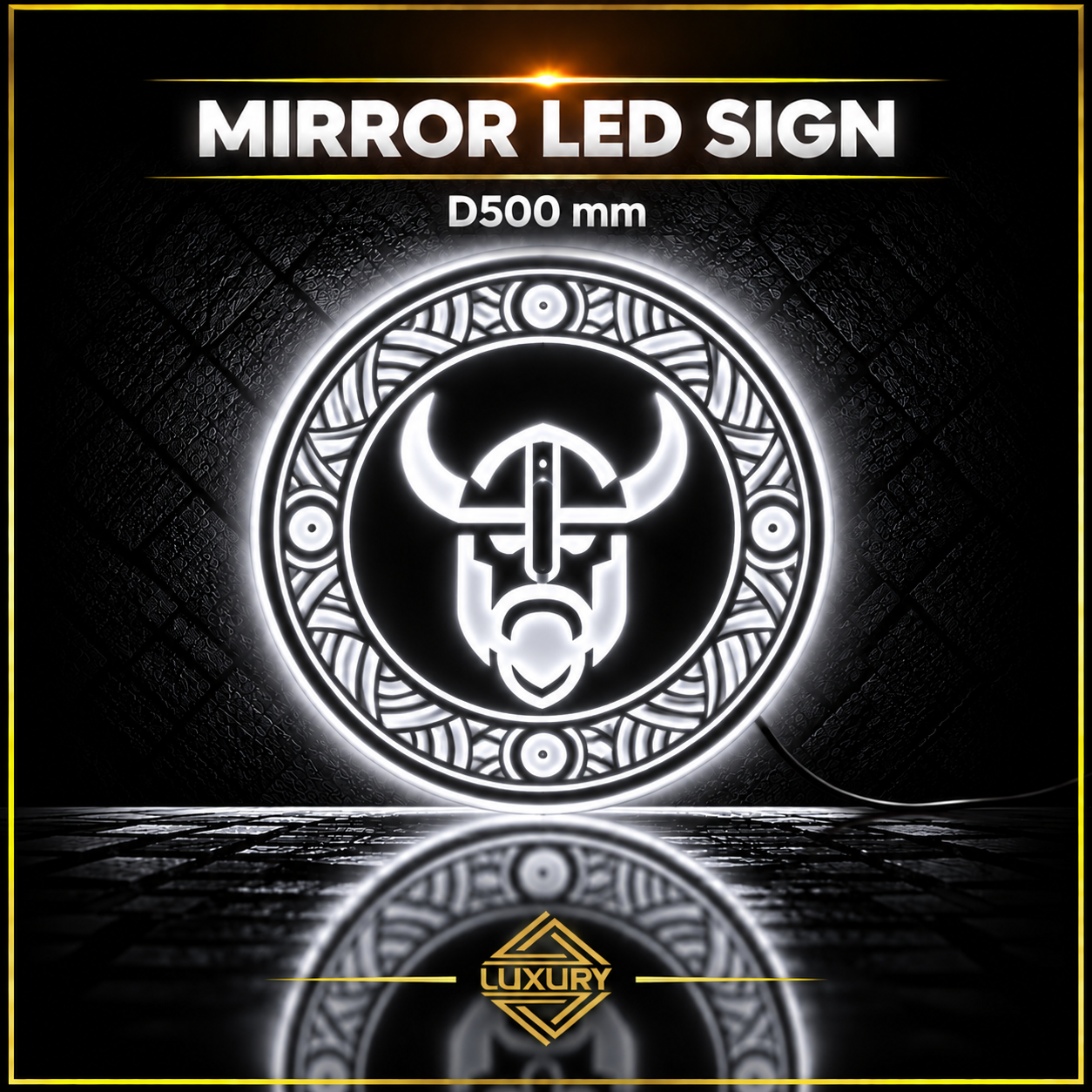 Mirror LED "VIKING SHIELD" decoration D500mm