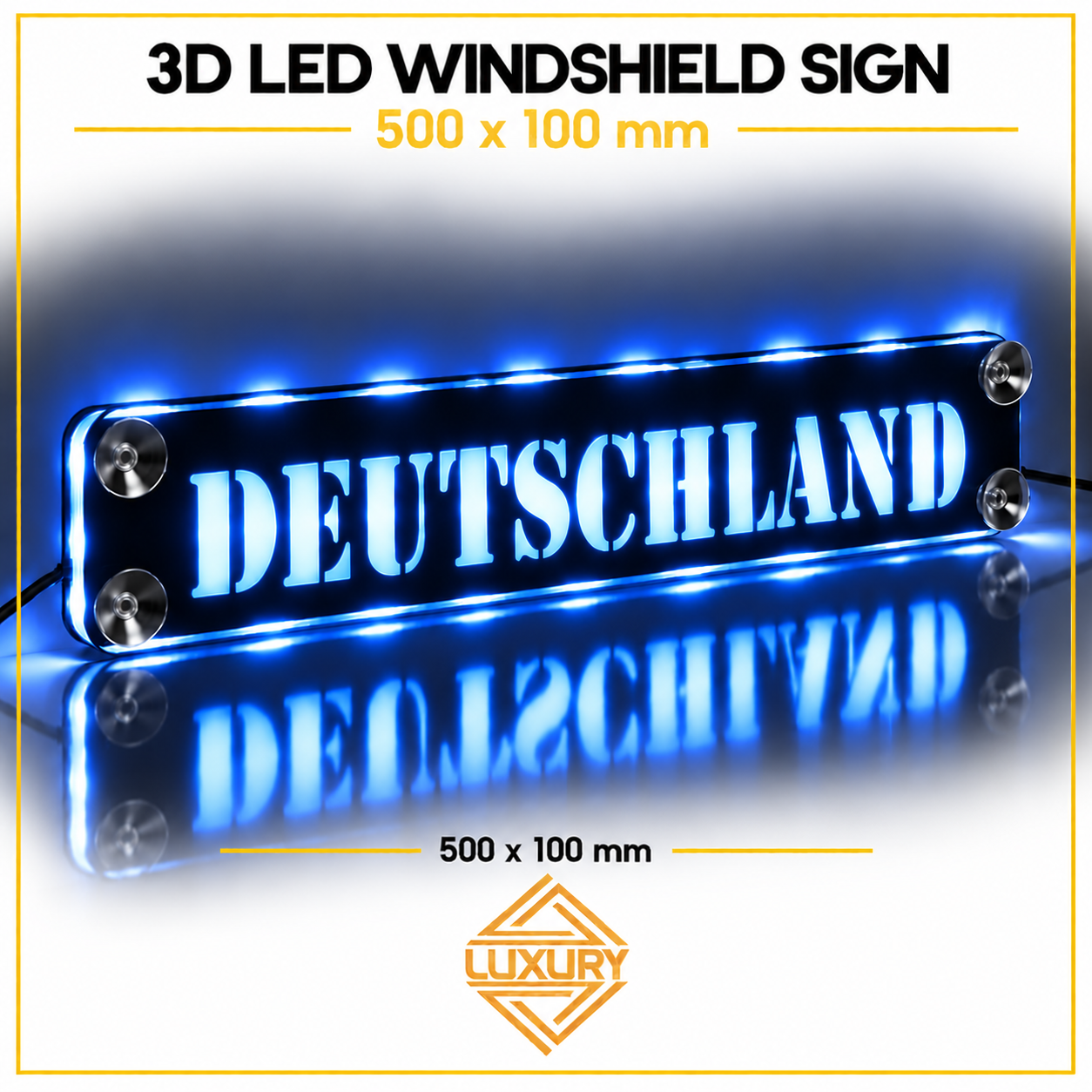 3D LED windshield "DEUTSCHLAND" decoration 500x100mm - Image 2