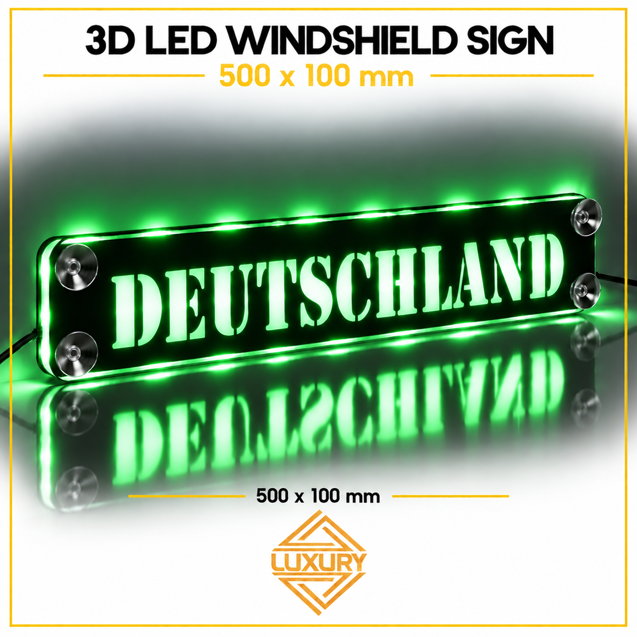 3D LED windshield "DEUTSCHLAND" decoration 500x100mm - Image 3