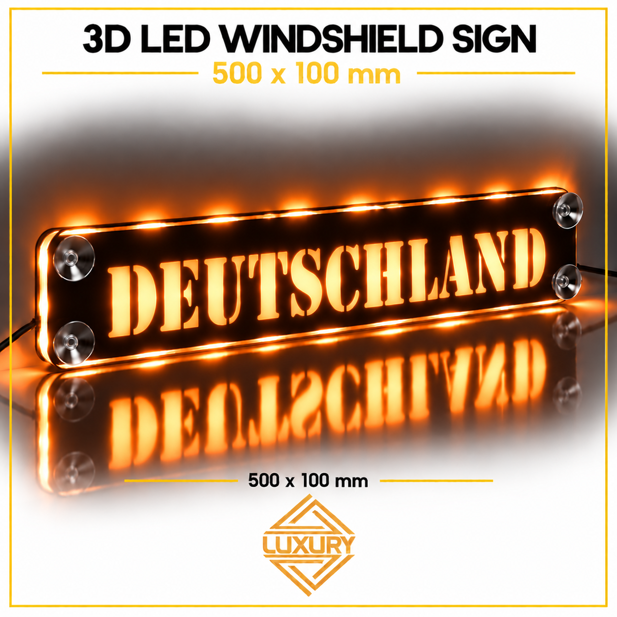 3D LED windshield "DEUTSCHLAND" decoration 500x100mm - Image 4