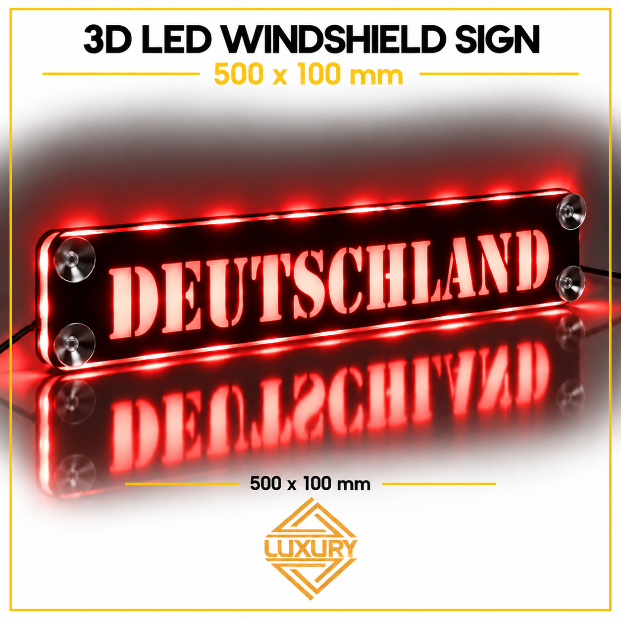 3D LED windshield "DEUTSCHLAND" decoration 500x100mm
