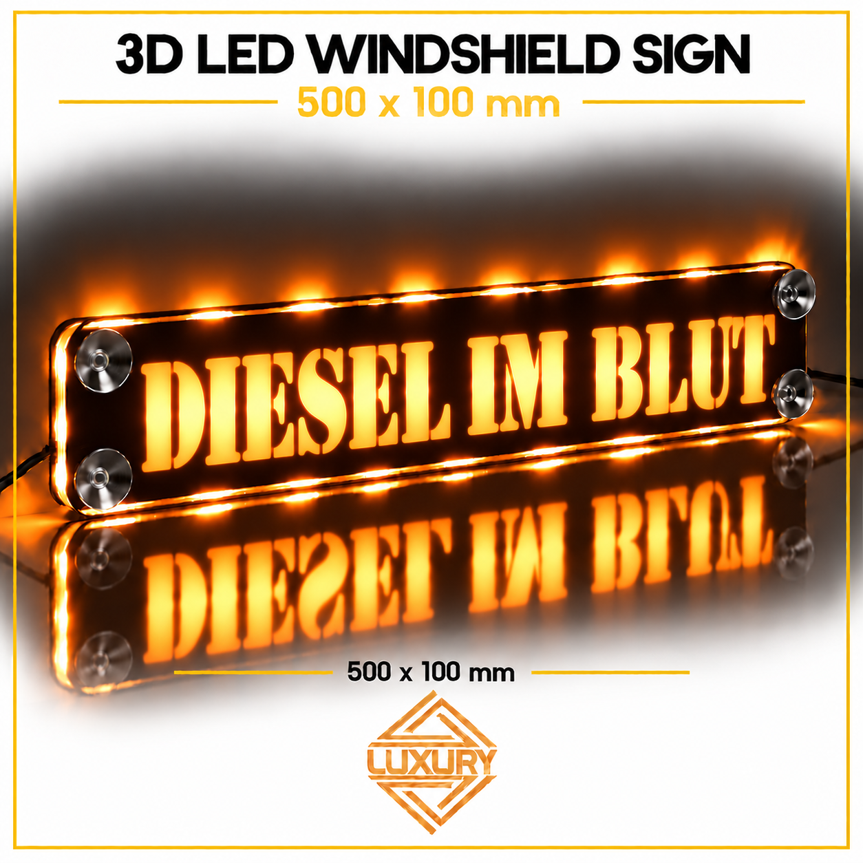 3D LED windshield "DIESEL IM BLUT" decoration 500x100mm - Image 5