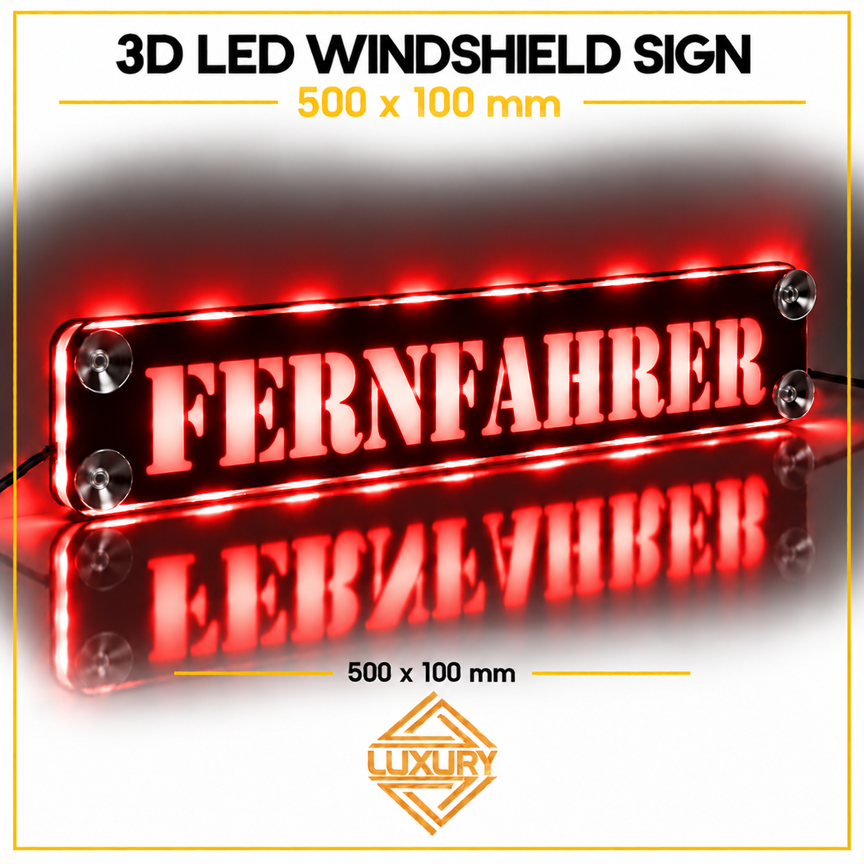 3D LED windshield "FERNFAHRER" decoration 500x100mm