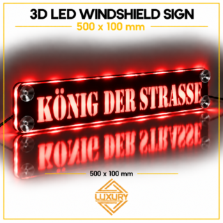 3D LED windshield "KÖNIG DER STRASSE" decoration 500x100mm